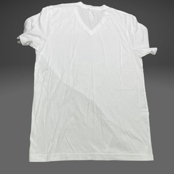 Bella Canvas White V-Neck T-Shirt Rhinestone Heart MDNA Graphic Tee - Picture 3 of 7